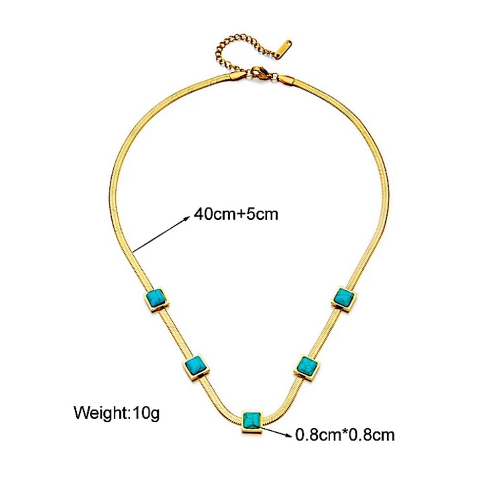 Turquoise Gold Plated Charm Pendant Necklace - Picture 5 of 11